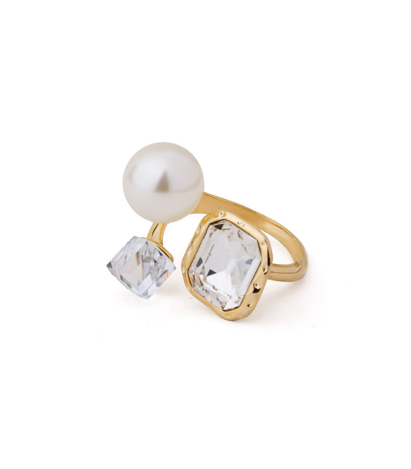 Crystal Pearl Cuff Ring