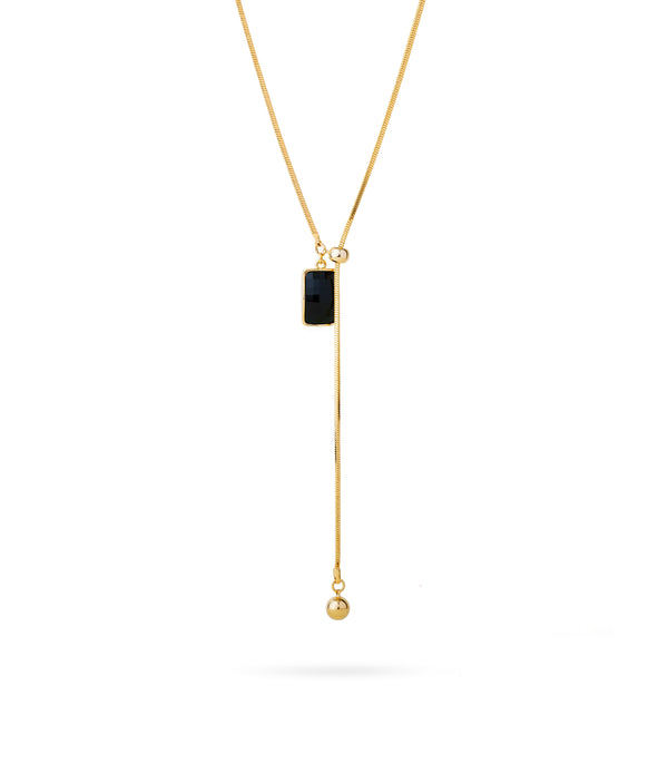 Black Stone Long Necklace