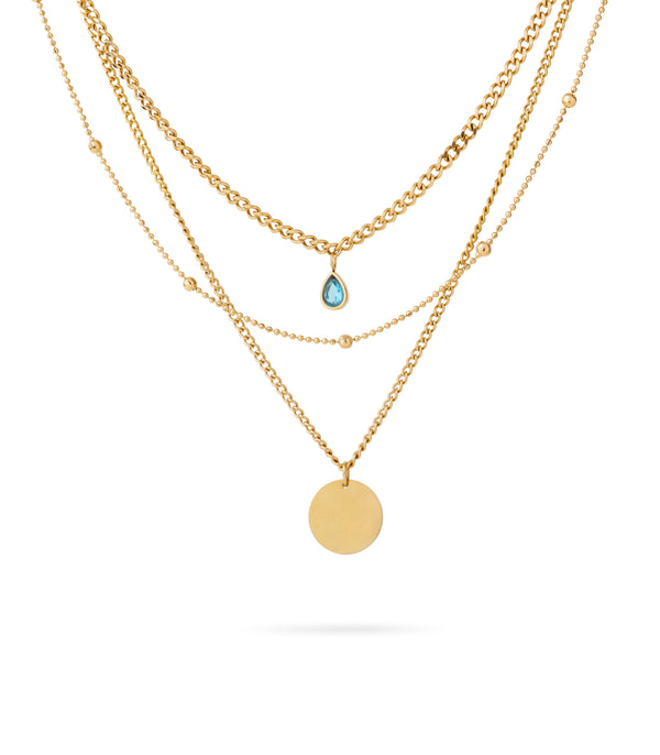 Blue Tear Layered Necklace