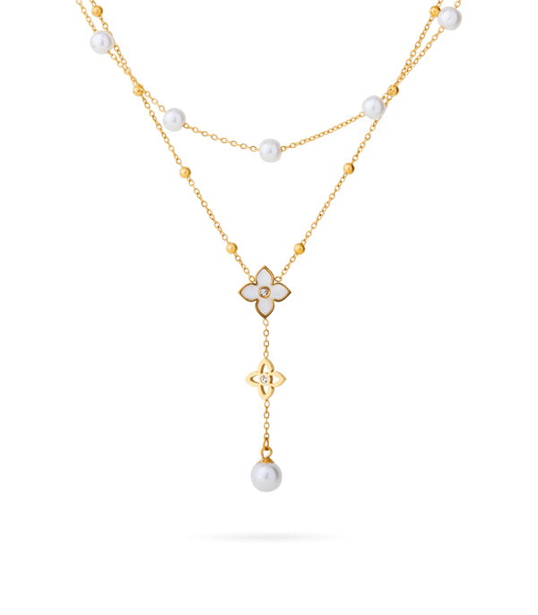 Pearl Drop Layered Necklace