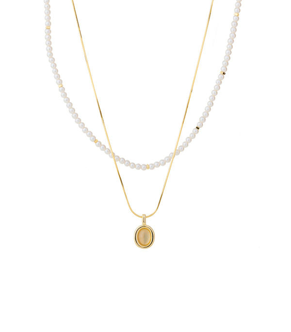 Golden Halo Peral Necklace