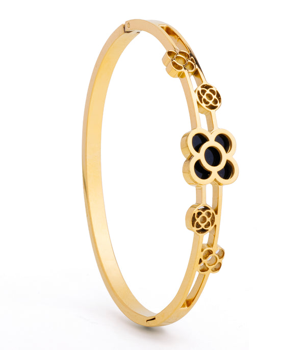 Black Flora Bangle Bracelet