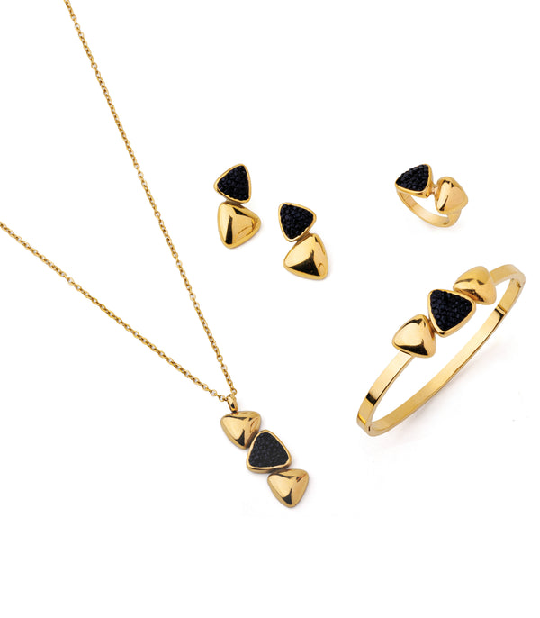 Black Rihno Stone Jewellery Set