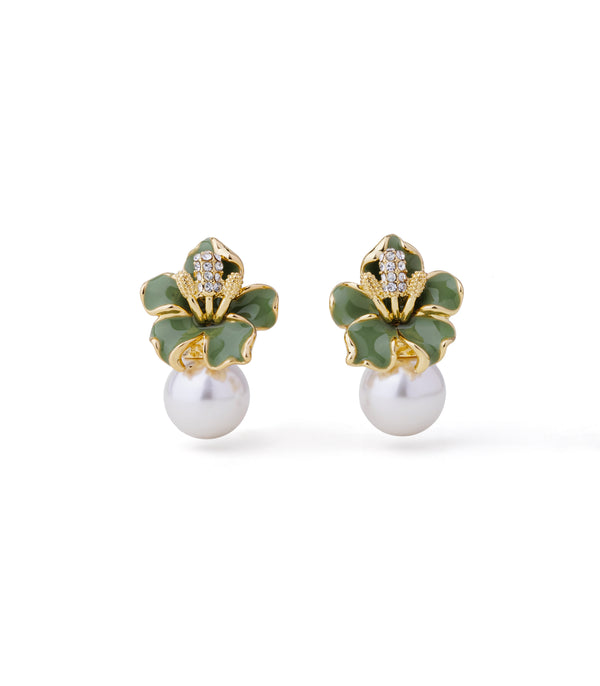 Green Orchid Pearl Earring