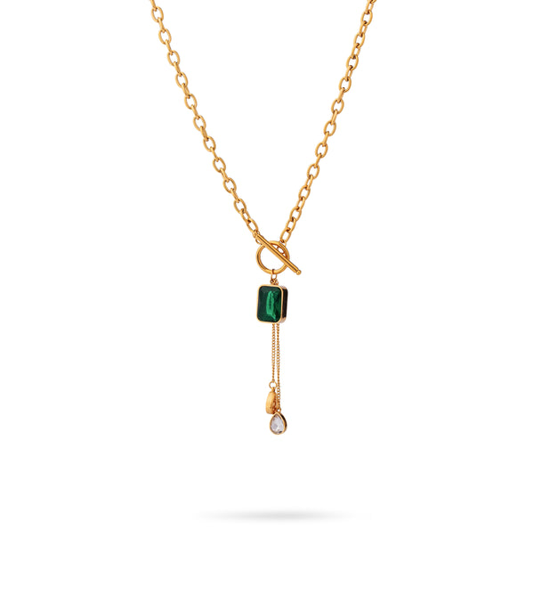 Emerald Drop Layer Necklace
