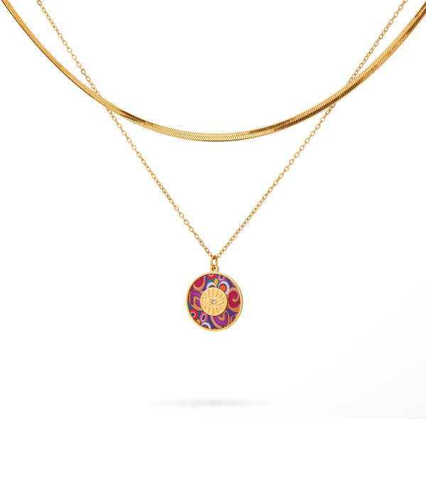 Vibrant Eye Snake Chain Necklace