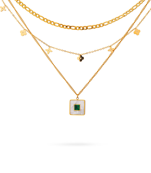 Square Block Layered Necklace