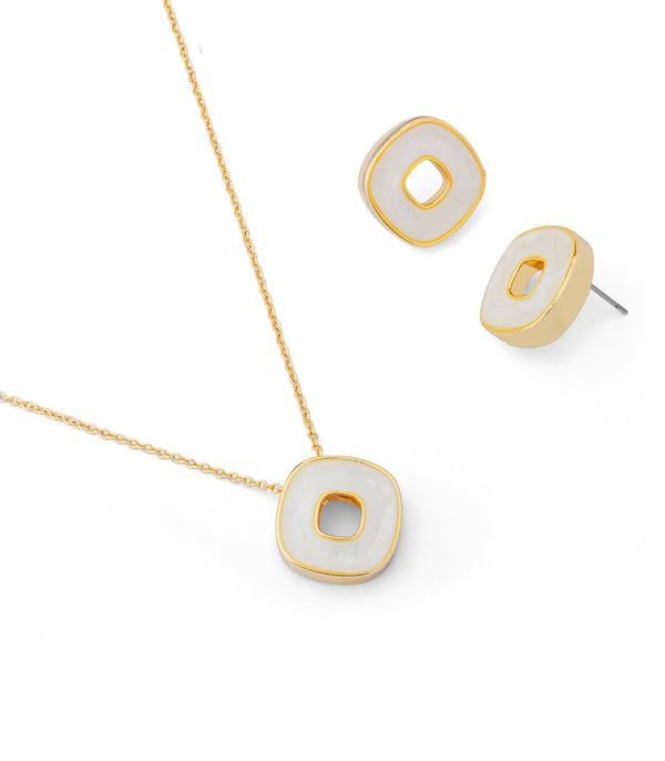 Pearl Swirl Square Necklace Set