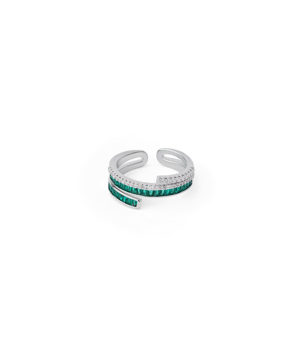 Emerald Wrap Silver Ring